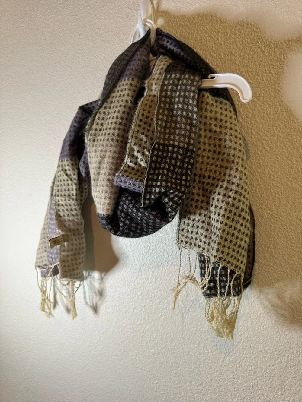 Neutral Long Plaid Lightweight Scarf - Multi Neutral Tones